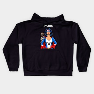 Paris Female Comic Book Superhero Sloth Kids Hoodie